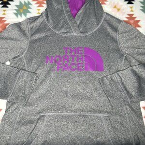 North Face Pullover Womens Small Gray Purple Hoodie Athletic Outdoor Logo Hiking